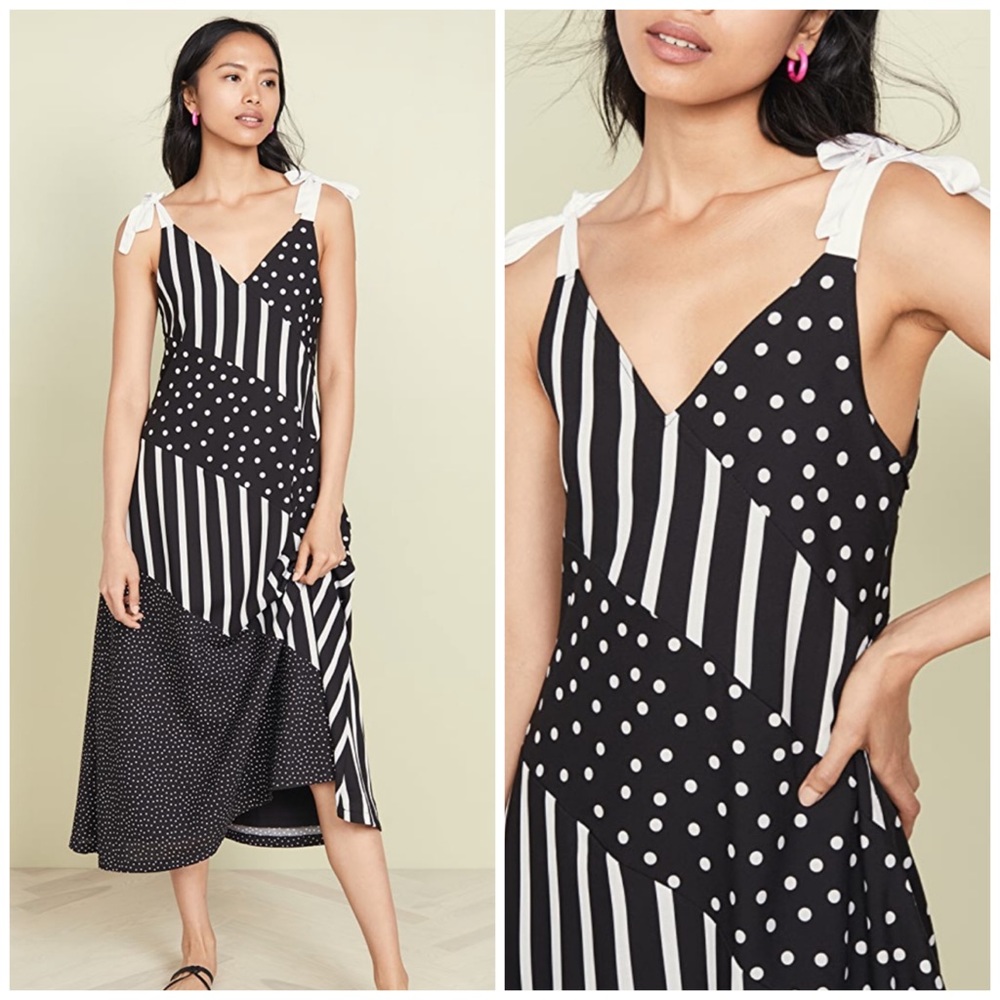 SOLID & STRIPED Black and White Midi Dress